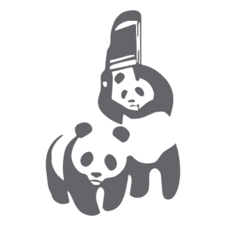 Funny Panda Fight Decal (Grey)